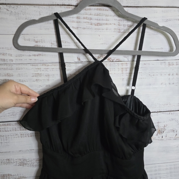 Guess Black High Low Taras Chiffon Dress Ruffles Layers Size 1 - Picture 5 of 8